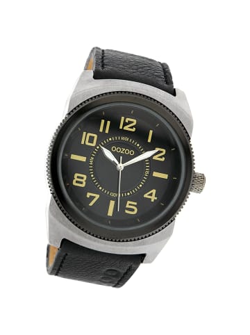 Oozoo Analog-Armbanduhr Oozoo Vintage Series schwarz extra groß (ca. 42x48mm)