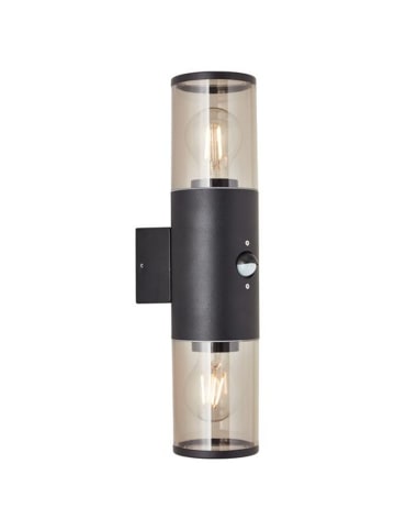 Brilliant Sergioro Außenwandleuchte 2flg Bewegungsmelder in schwarz matt