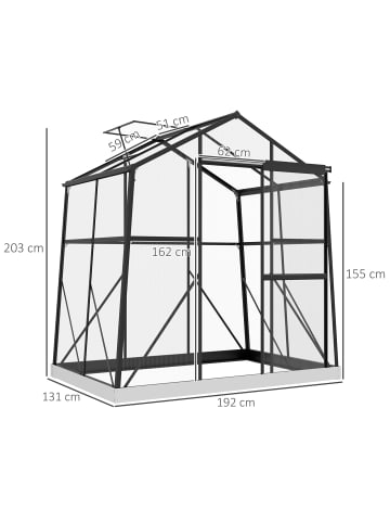 Outsunny Gewächshaus 192L x 131B x 203H cm Schwarz