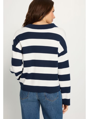 LASCANA Polokragenpullover in marine-weiß