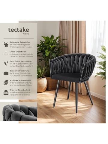 tectake Samtstuhl gepolstert, mit Samtbezug, Knotendesign, 60,5 x 55 x 75 cm