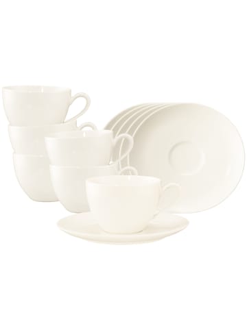 Seltmann Weiden 6er Set Kaffeetassen mit Untertassen Savona Fine Diamond 270 ml in creme