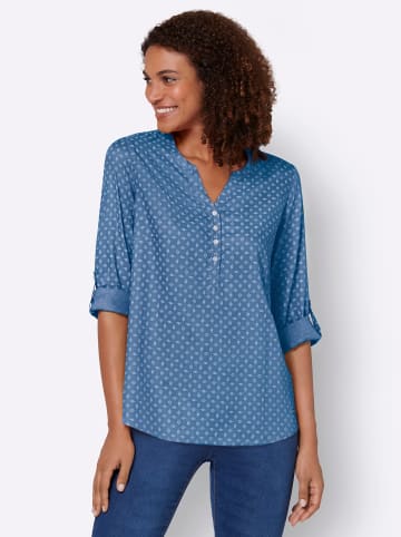 WITT WEIDEN Schlupf-Bluse in mittelblau-weiß-bedruckt