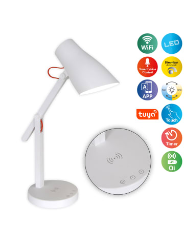 näve LED Tischleuchte "CLEVER" in weiß - (L)35 cm x (B)15 cm x (H)40 cm - EEK G