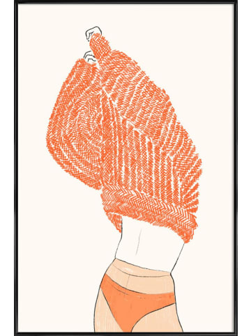 Juniqe Poster in Kunststoffrahmen "Warm Layers" in Cremeweiß & Orange