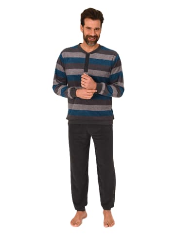 NORMANN Langarm Schlafanzug Frottee Stretch Pyjama Bündchen - 86820 in grün