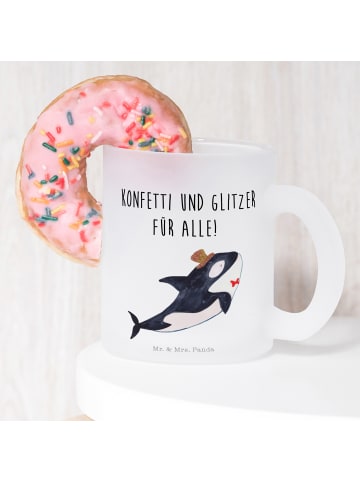 Mr. & Mrs. Panda Kaffeebecher Orca Zylinder mit Spruch in Transparent