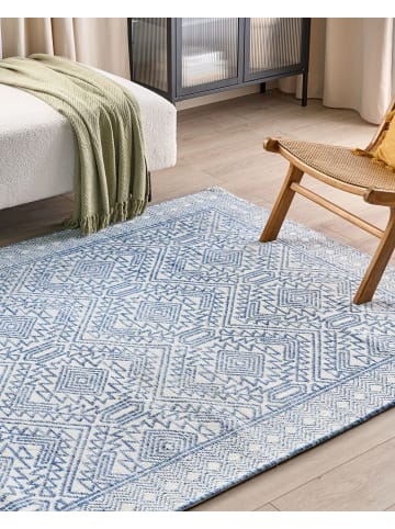 Beliani Kurzflor KAWAS in Blau/Weiß - (W) 160 x (L) 230 cm