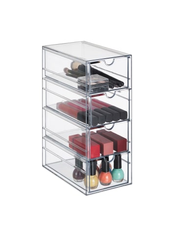 relaxdays Schubladenbox in Transparent - (B)10,5 x (H)25 x (T)17,5 cm