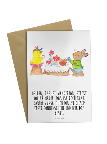 Mr. & Mrs. Panda firmungskarte Ostern Frühstück mit Spruch in Weiß