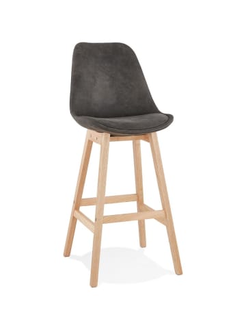 KADIMA DESIGN Barhocker Mikrofaser & Eichenholz, Rückenlehne in Anthrazit-Beige