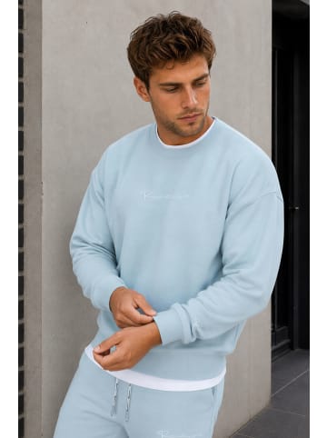 Reichstadt Herren Regular Fit Pullover Logo-Stitching in Baby Blue