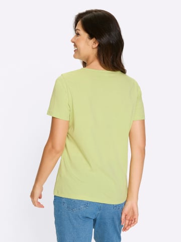 Sieh an! Kurzarm-Shirt in pistazie-jeansblau-bedruckt