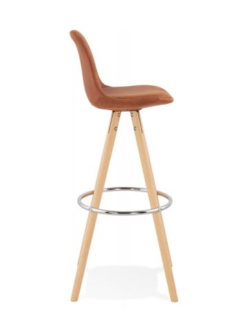 KADIMA DESIGN Barhocker aus Buchenholz mit Mikrofaser Bezug | Vintage Design in Braun-Beige