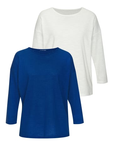Vivance Langarmshirt in royalblau, creme