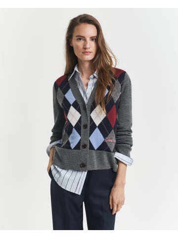 Gant Strickjacke in anthrazit mehrfarbig - 0001