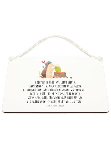 Mr. & Mrs. Panda Schild Igel Federschmuck mit Spruch in Weiß