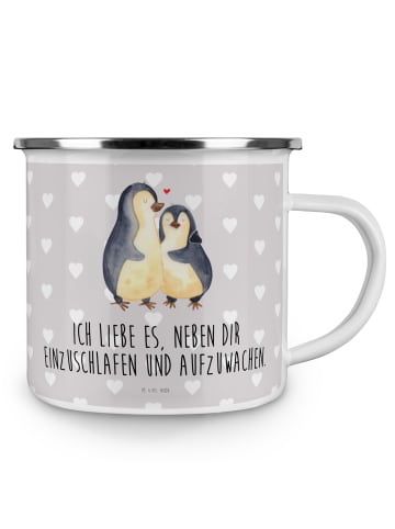 Mr. & Mrs. Panda Kaffeebecher Pinguine Einschlafen mit Spruch in Grau Pastell