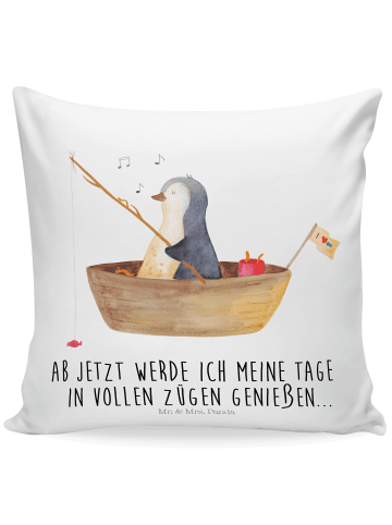 Mr. & Mrs. Panda 40x40 Kissen Pinguin Angelboot mit Spruch in Weiß