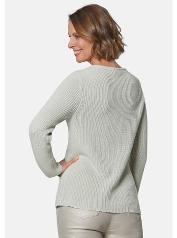 GOLDNER Kurzgröße:  Baumwollpullover mit Patentgrobstrick in stein