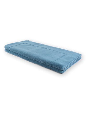 Framsohn 2er Set: Zwirnfrottier Badematte "Easy" in Niagarablau (L) 70 x (B) 50 cm