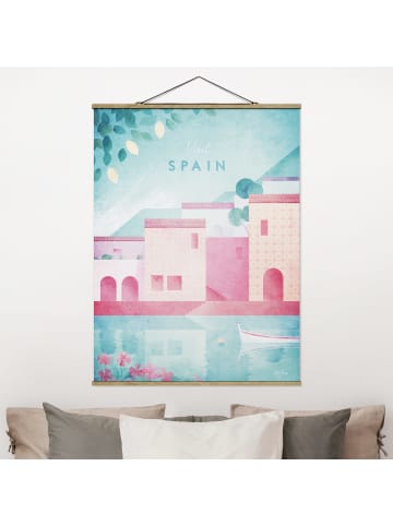 WALLART Stoffbild mit Posterleisten - Reiseposter - Spanien in Rosa