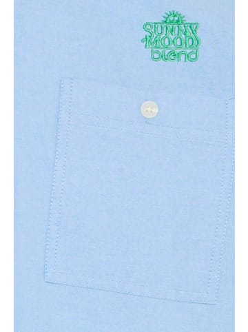 BLEND Langarmshirt mit Knopfleiste aus Baumwolle in Blau