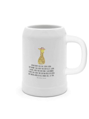 Mr. & Mrs. Panda Steinkrug Giraffe Blumenkranz mit Spruch in Weiß