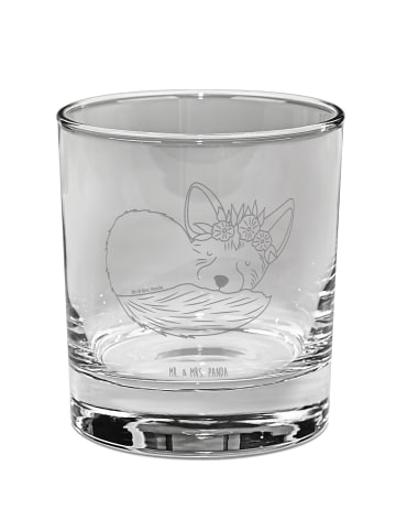Mr. & Mrs. Panda Whiskey Glas Wüstenfuchs Blumen ohne Spruch in Transparent