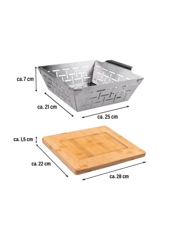 Freyersbacher Grillkorb mit Brett | Edelstahl in Silber