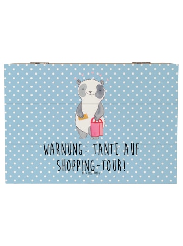 Mr. & Mrs. Panda Geschenkbox Tante Shopping mit Spruch in Blau Pastell