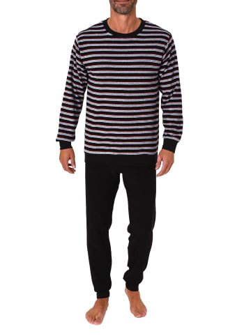 NORMANN langarm Frottee Schlafanzug Pyjama Bündchen - 82241 in schwarz