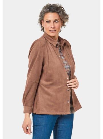 GOLDNER Kurzgröße:  Lederhemd Velourslederhemd in camel