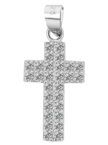 Adeliás Damen Anhänger Kreuz aus 925 Silber mit Zirkonia in weiß