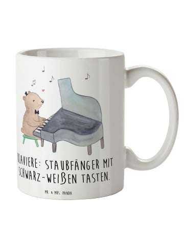 Mr. & Mrs. Panda Keramiktasse Klavier Staubfänger mit Spruch in Weiß