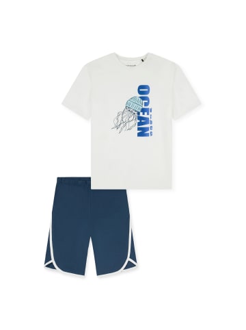 Schiesser Pyjama in Weiß/Blau