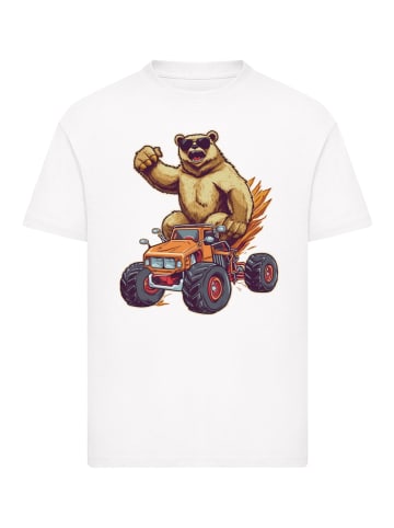 F4NT4STIC T-Shirt Monster Truck Cooler Bär in weiß