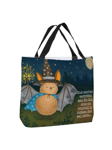 Mr. & Mrs. Panda Reisetasche Fledermaus Zauberer Design mit Spruch in Weiß