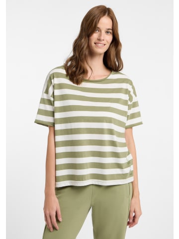 ELBSAND T-Shirt Luani in Green Leaf + Cloud White STRIPE
