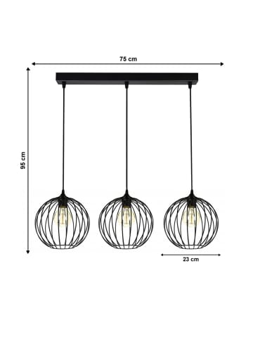Licht-Erlebnisse Pendelleuchte (B)23 x (L)70 x (T)90 cm in Schwarz