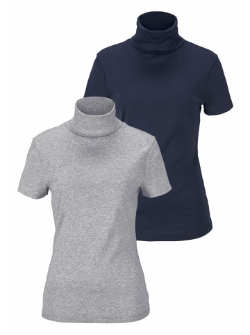 FLASHLIGHTS Rollkragenshirt in grau-meliert, marine