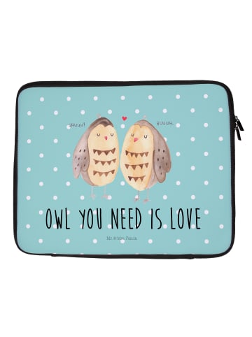 Mr. & Mrs. Panda Notebook Tasche Eulen Liebe mit Spruch in Türkis Pastell