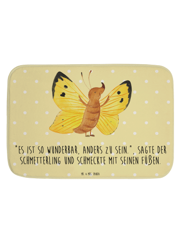 Mr. & Mrs. Panda Badteppich Schmetterling Zitronenfalter mit Spruch in Gelb Pastell