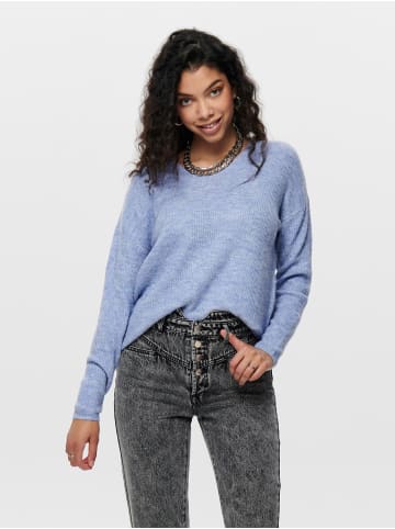 ONLY Warmer Strickpullover Stretch V-Ausschnitt Sweater ONLCAMILLA in Blau