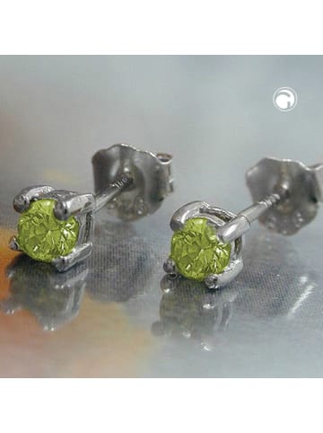 Gallay Ohrstecker Ohrring 3mm Glasstein oliv rhodiniert Silber 925 in silber