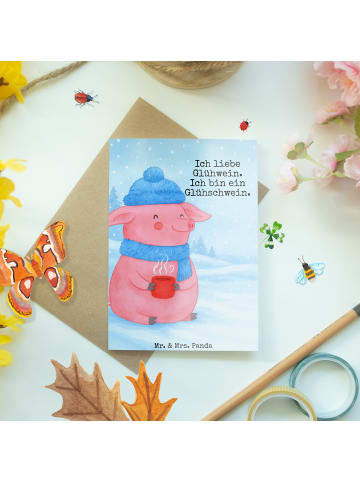 Mr. & Mrs. Panda Beileidskarte Schwein Glühwein Design mit Spruch in Weiß