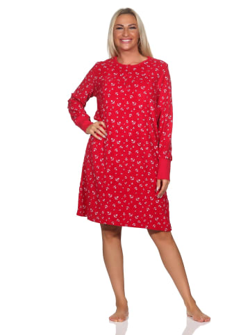 NORMANN Frottee langarm Nachthemd - 82123 in rot