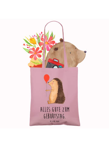 Mr. & Mrs. Panda Strandtasche Igel Luftballon mit Spruch in Rosa Pastell