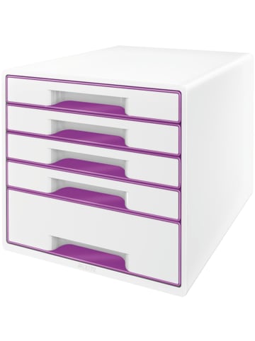 Leitz Schubladenbox Wow Cube 5 Schubladen PS perlweiß/violett