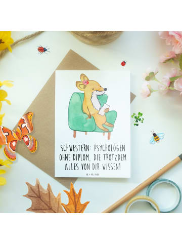 Mr. & Mrs. Panda Grußkarte Schwestern Psychologen mit Spruch in Weiß